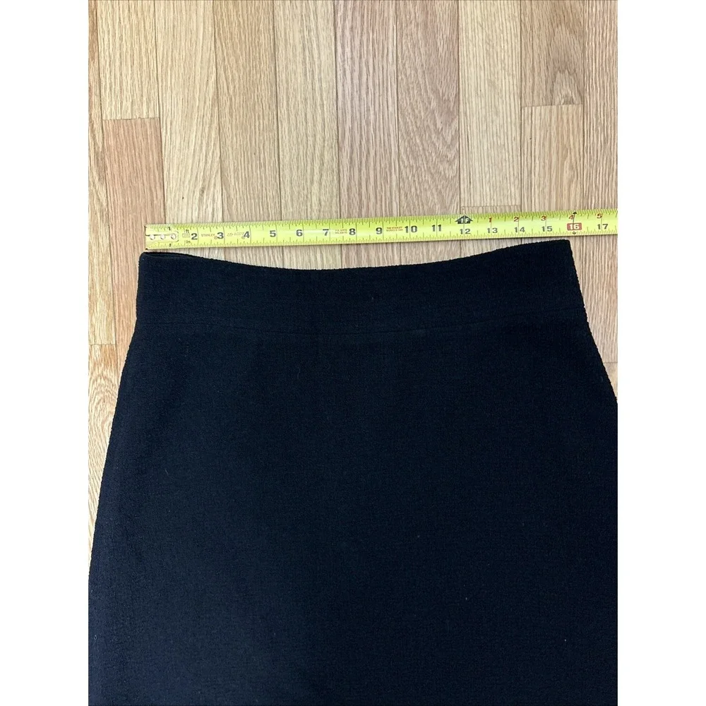 Kate Spade Black Tweed Chain Link Hem Pencil Mini Skirt‎ Wool Blend - Size 12